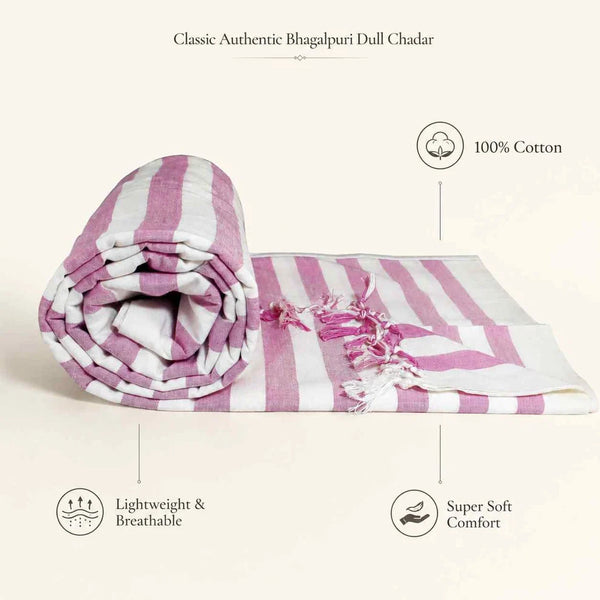 2D Bhagalpuri Dull Chadar – Lightweight Pure Cotton Blanket - Classic ( 94×50 in )